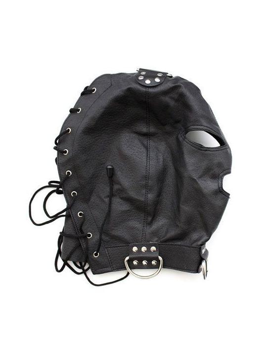 Bondage hook mask collar black maschera collare fetish nero per uomo e donna integrale in simil pelle