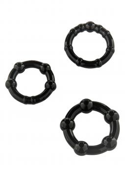 Anello vibrante nero con set di 3 anelli neri