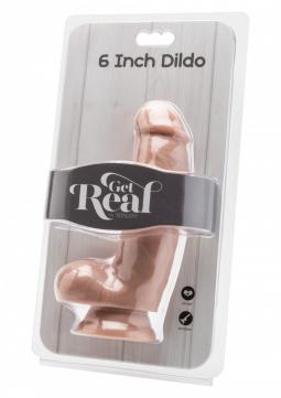 Fallo vaginale realistico dildo con ventosa nero chiaro con testicoli color carne chiaro cock 6 flesh