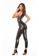Lace & Wet Look Catsuit Black Os